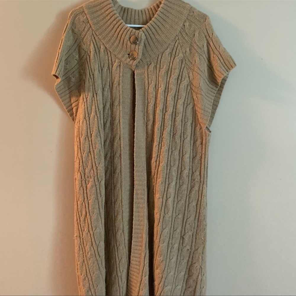 Lane Bryant plus size 22/24 brown tan sweater vest short sleeve cardigan top